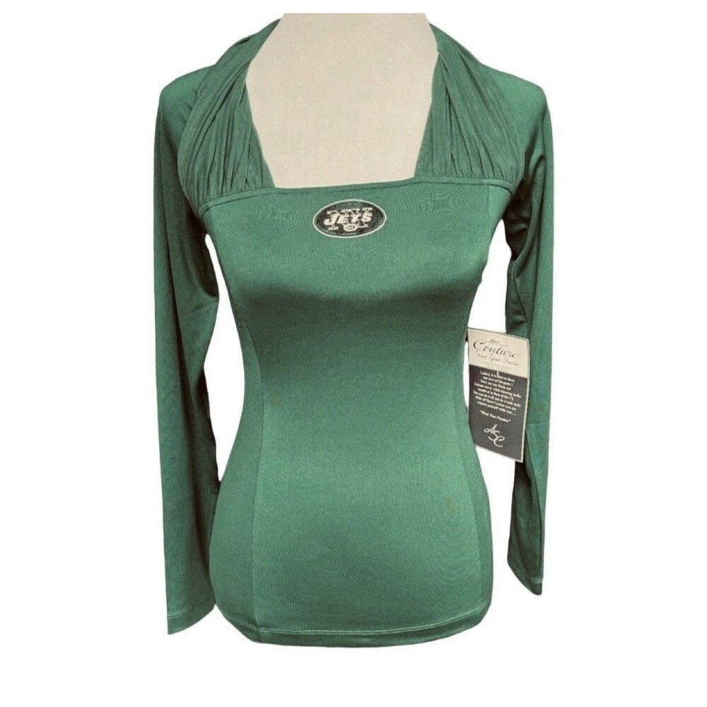 New York Jets All Sport Couture NFL Long Sleeve Green Shirt Women's XS NWT